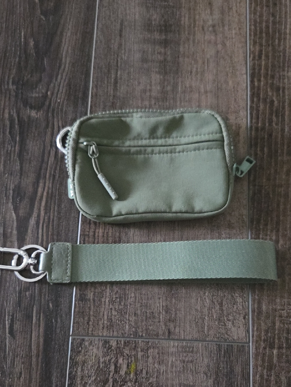 Olive Green Mini Wallet/Wristlet with Detachable Strap